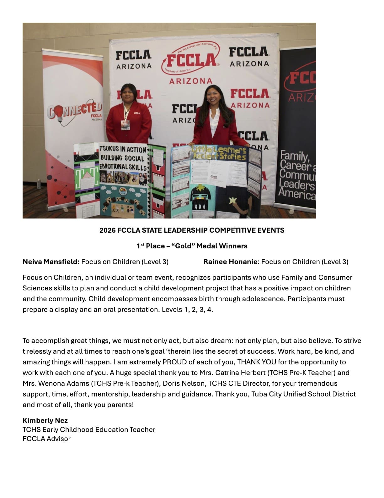 FCCLA STATE Conference 2026 Page 1 -Winners Braves-Volleyball-Recognition
